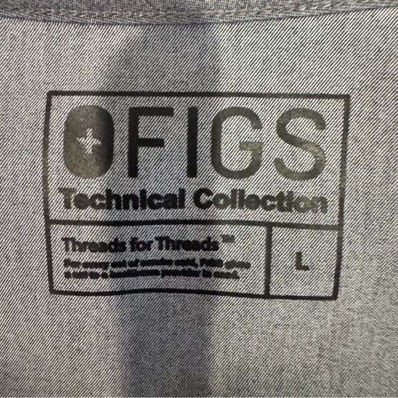 Figs Set Top And Pants Set Size Large Grey Turquoise Technical Collection - Picture 9 of 12